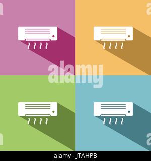 Air conditioning icon with shade on colored background Stock Vector