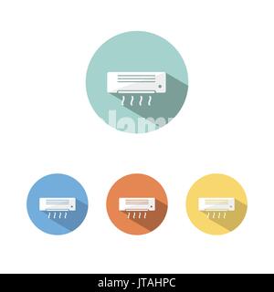 Air conditioning icon with shade on colored circles Stock Vector
