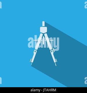 Drawing compass icon with shade on blue background Stock Vector
