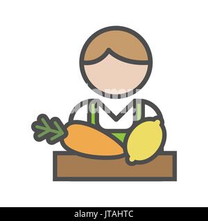 Fruiterer man avatar icon on white background Stock Vector