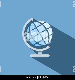 Globe icon with shade on blue background Stock Vector