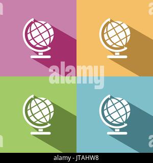 Globe icon with shade on colored background Stock Vector