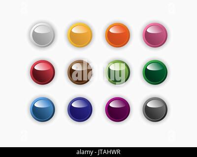 Group of round buttons of different colors Stock Vector