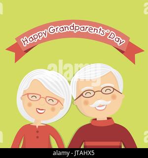 Happy grandparents day with white hair Stock Vector