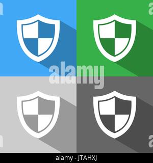 High security shield icon with shade on colored backgrounds Stock Vector