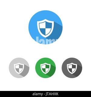High security shield icon with shade on colored buttons Stock Vector