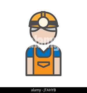 Miner avatar icon on white background Stock Vector