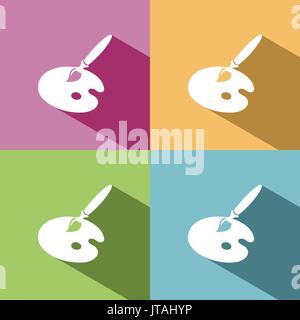 Paint palette with shade on colored background Stock Vector