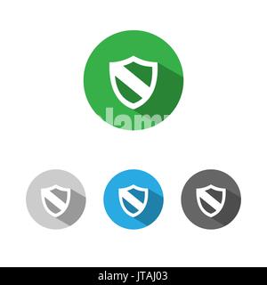 Protection shield icon with shade on colored buttons Stock Vector