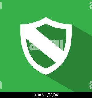 Protection shield icon with shade on green background Stock Vector