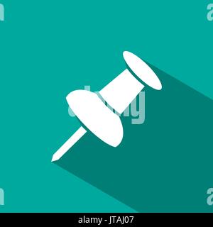Pushpin icon with shade on green background Stock Vector