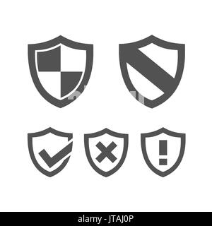 Set of protection shield icons on a white background Stock Vector