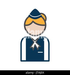 Stewardess avatar icon on white background Stock Vector