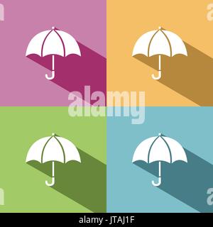 Umbrella icon with shade on colored background Stock Vector