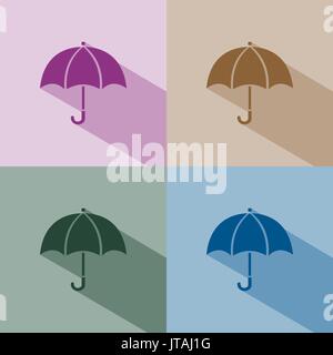 Umbrella icon with shade on winter colored background Stock Vector