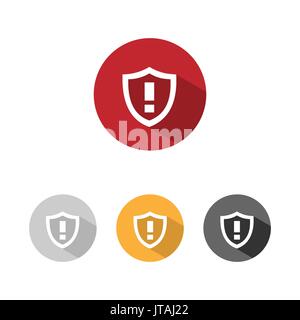 Warning shield icon with shade on colored buttons Stock Vector