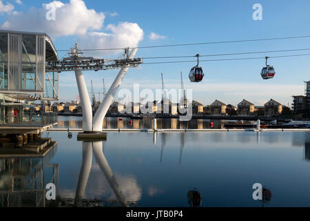 Emirates Air Line cable cars, London England Stock Photo