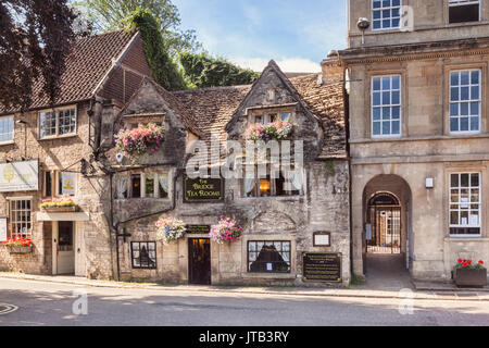 7 July 2017: Bradford on Avon, Somerset, England, UK - The 16th century Bridge Tea Rooms, one of the top places in the UK for afternoon tea. Stock Photo