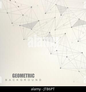 Geometric abstract background with connected line and dots. Structure molecule and communication. Scientific concept for your design. Medical, technology, science background. illustration. Stock Vector