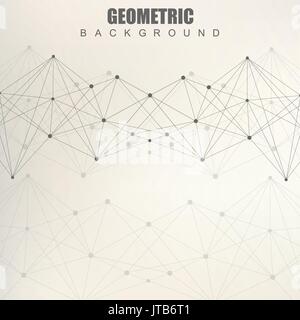 Geometric abstract background with connected line and dots. Structure molecule and communication. Scientific concept for your design. Medical, technology, science background. illustration. Stock Vector