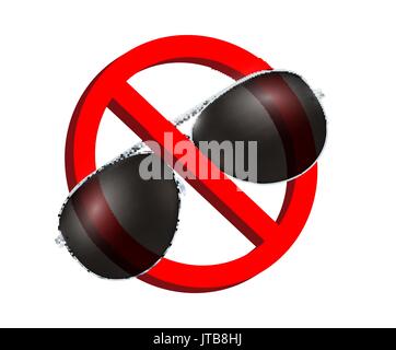 no black sun glasses prohibition sign vector Stock Vector