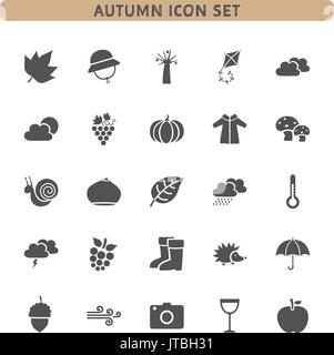 Autumn icon set on a white background Stock Vector