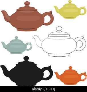 Isolated vector ceramic teapots set. Abstract design logo. Stock Vector