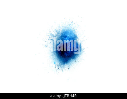 Abstract, blue explosion of fire against white background Stock Photo