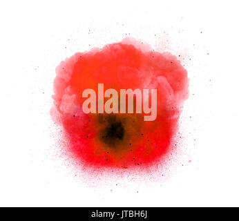 Abstract, red explosion of fire against white background Stock Photo