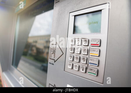 Automatic machine for cash withdrawal. Pinpad and big touchscreen in a machine Stock Photo