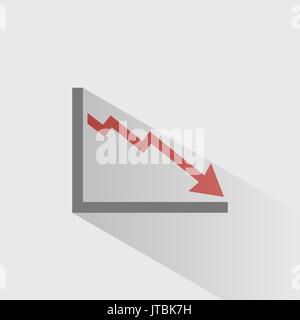 Bankruptcy chart icon with shade on grey background Stock Vector