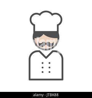 Chef icon with a moustache on white background Stock Vector