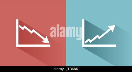 Graphic statistics icons with shadow on colored backgrounds Stock Vector