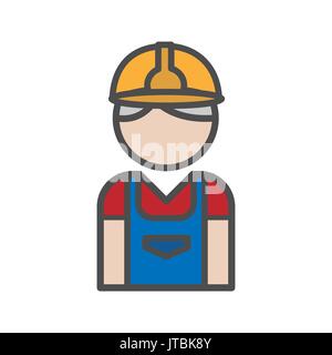 Mason icon with uniform on white background Stock Vector