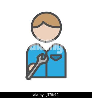 Mechanic icon with tools and blue uniform Stock Vector