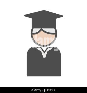 Professor icon with mortarboard and grey hair Stock Vector