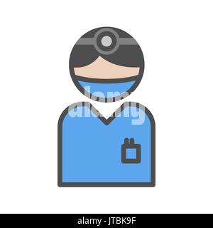 Surgeon icon with blue uniform at the hospital Stock Vector