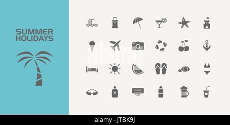 Twenty five summer holidays icons set Stock Vector
