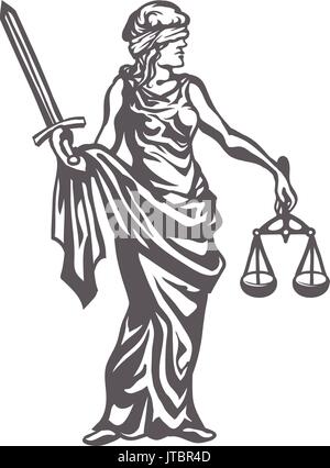Femida with with a sword and scales Stock Vector