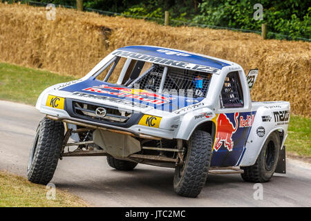 2017 Mazda B2000 'RumBul' Stadium Truck with driver Mike Whiddett at the 2017 Goodwood Festival of Speed, Sussex, UK. Stock Photo