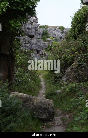 Sculptures at Portland Quarry, home to Portland limestone. Stock Photo