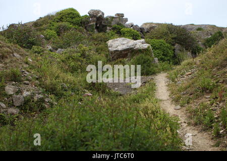 Sculptures at Portland Quarry, home to Portland limestone. Stock Photo