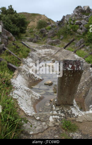 Sculptures at Portland Quarry, home to Portland limestone. Stock Photo