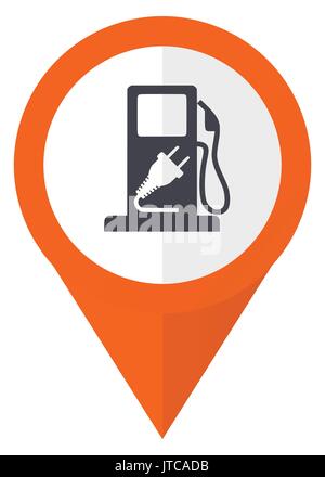 Fuel orange pointer vector icon in eps 10 isolated on white background. Stock Vector