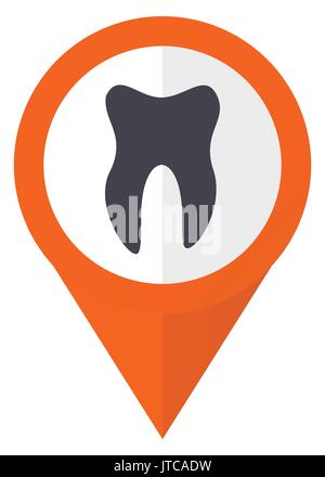 Tooth orange pointer vector icon in eps 10 isolated on white background. Stock Vector