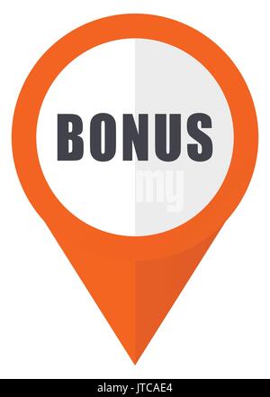 Bonus orange pointer vector icon in eps 10 isolated on white background. Stock Vector
