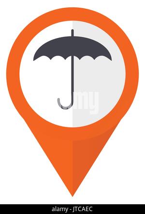 Umbrella orange pointer vector icon in eps 10 isolated on white background. Stock Vector