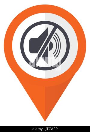 Mute orange pointer vector icon in eps 10 isolated on white background. Stock Vector