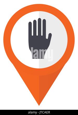 Stop orange pointer vector icon in eps 10 isolated on white background. Stock Vector