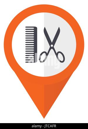 Barber orange pointer vector icon in eps 10 isolated on white background. Stock Vector